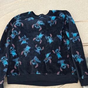Black and Blue Stitch Print Sweatshirt